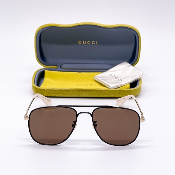 NEW GUCCI GG0514S 002 UNISEX BLAXK BROWN AVIATOR SUNGLASSES GUCCI - Picture 2 of 15